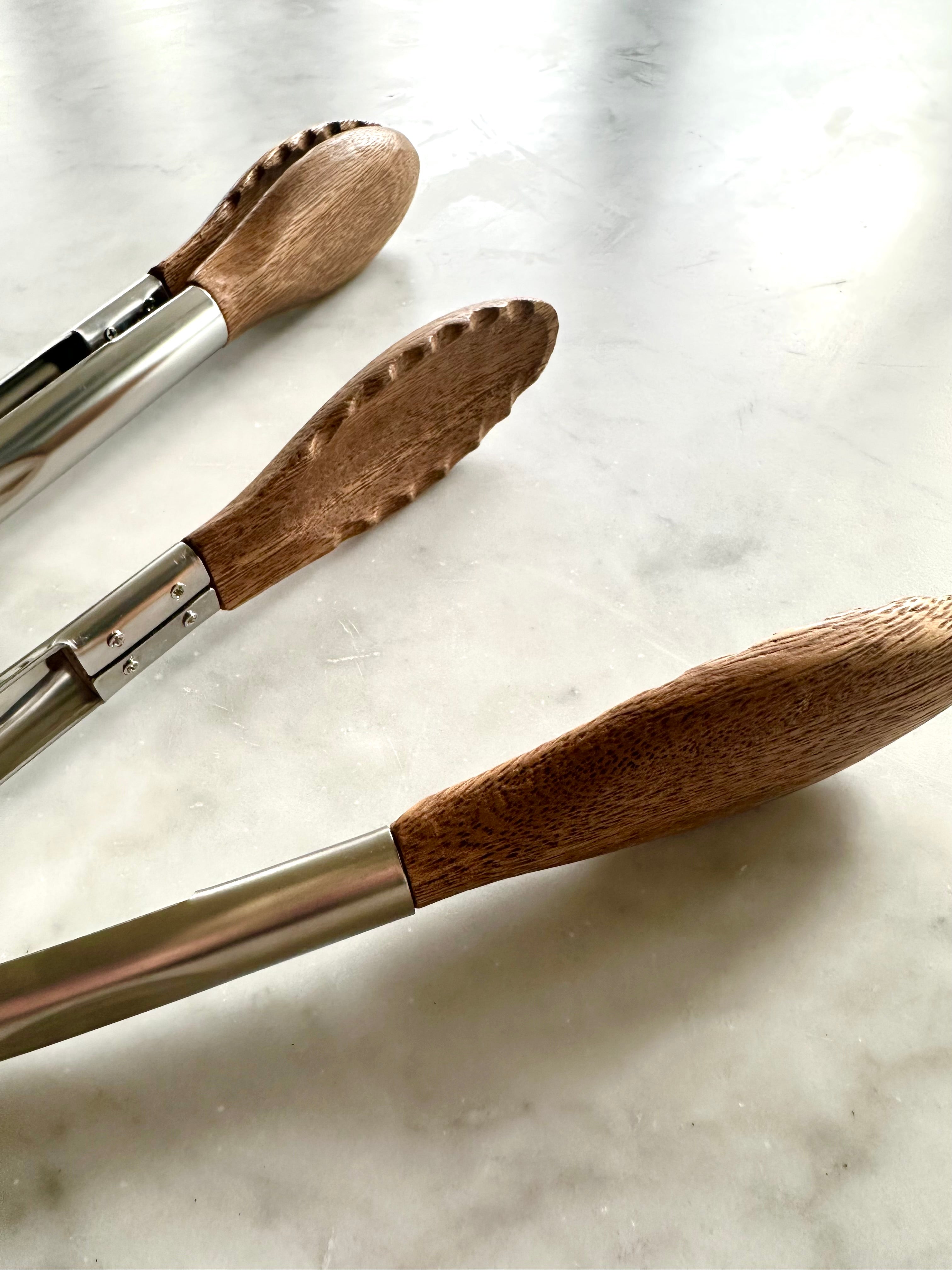 Carmel Acacia Wood Kitchen Tongs - 12" Set